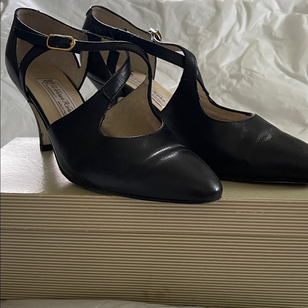 Werner Kern Vintage Elegant Dance Black Leather Shoes Size-6 1/2
